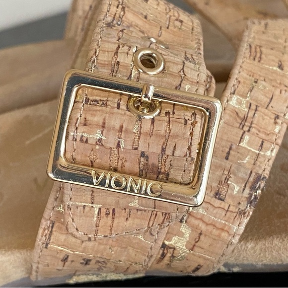 Vionic Skylar Women's Adjustable Slide Orthotic Comfort Sandal Tan Cork Size 8 - Picture 4 of 7